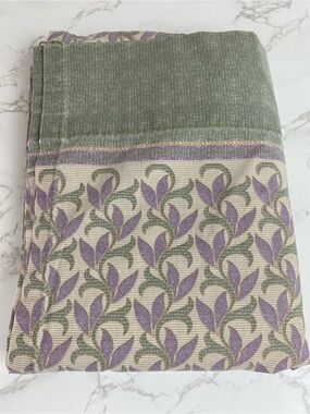 Vintage Springmaid floral leaf green and lavender full flat sheet